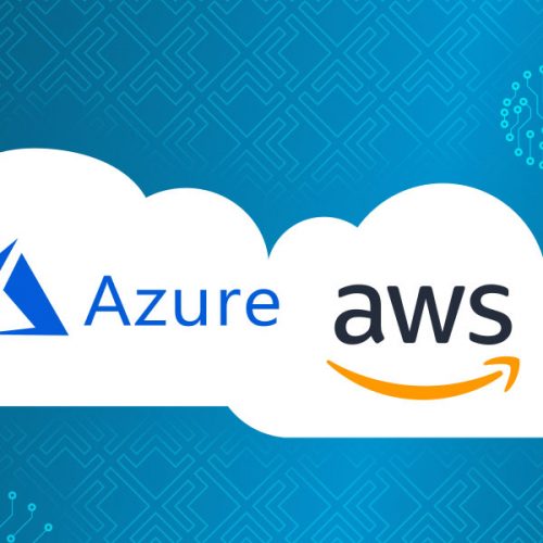 Azure and AWS logo in a cloud